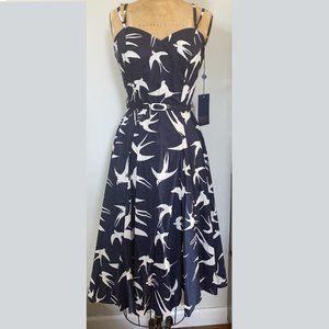 Collectif Mainline Simona Swallow Print Dress XS
